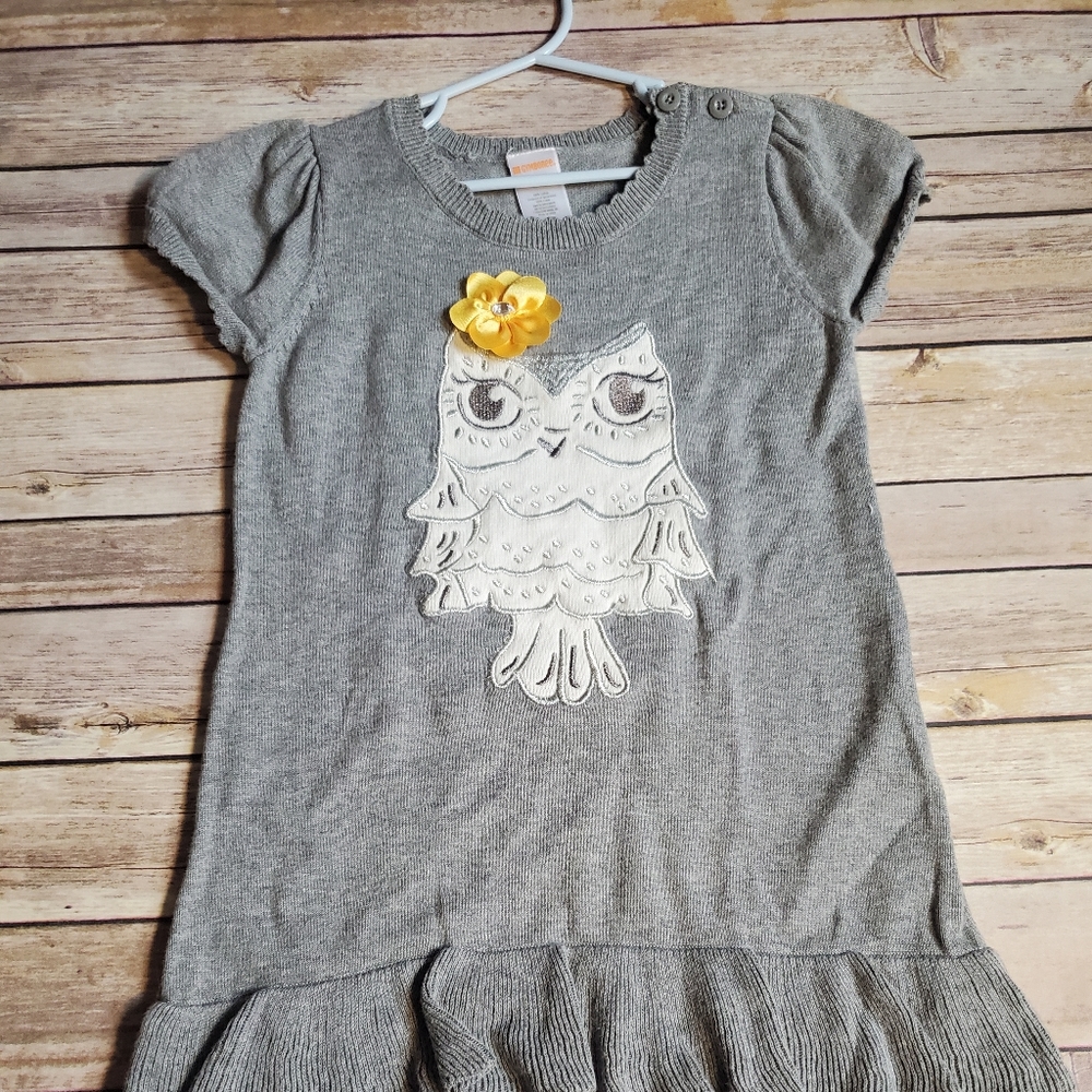 Gymboree girls 6 gray owl sweater dress
